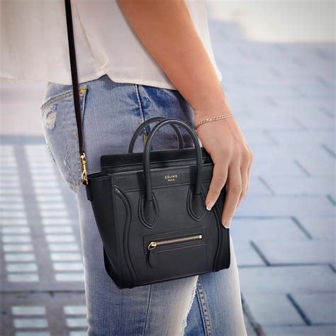 celine black nano luggage tote handbag|celine nano luggage review.